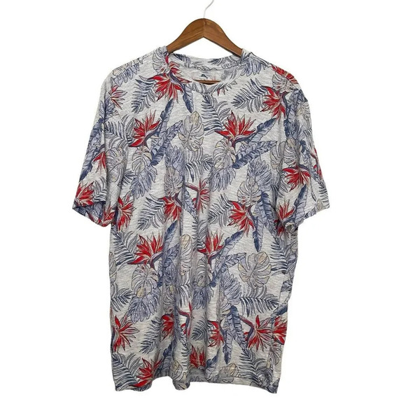 Tommy Bahama Red and Blue Floral Short Sleeve Tee - Picture 4 of 6